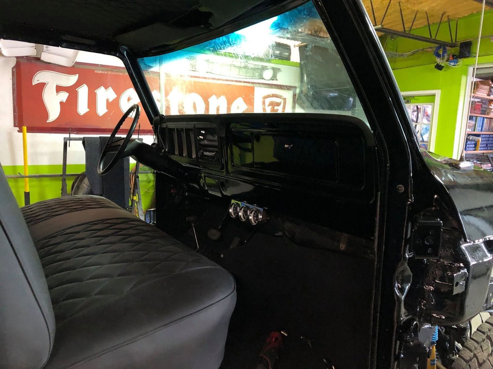 Custom diamond-stitched truck bench seat